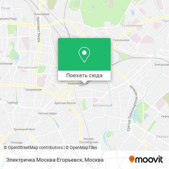 Карта Электричка Москва-Егорьевск