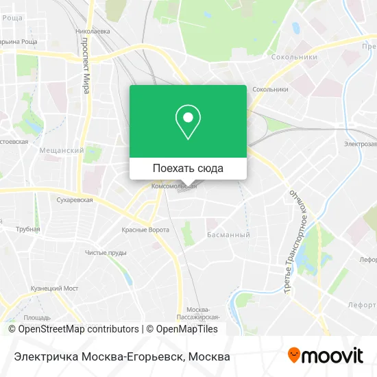 Карта Электричка Москва-Егорьевск
