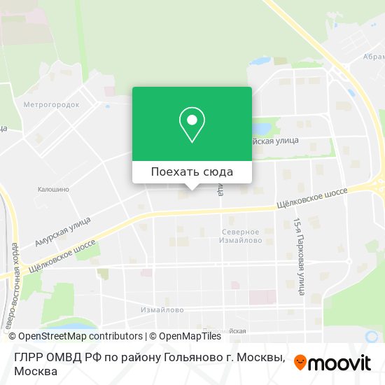 Карта ГЛРР ОМВД РФ по району Гольяново г. Москвы