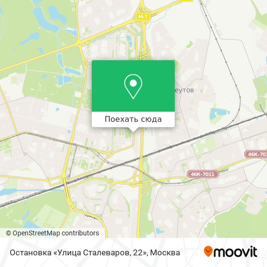 Карта Остановка «Улица Сталеваров, 22»