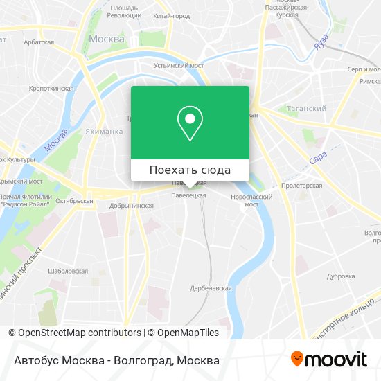 Карта Автобус Москва - Волгоград
