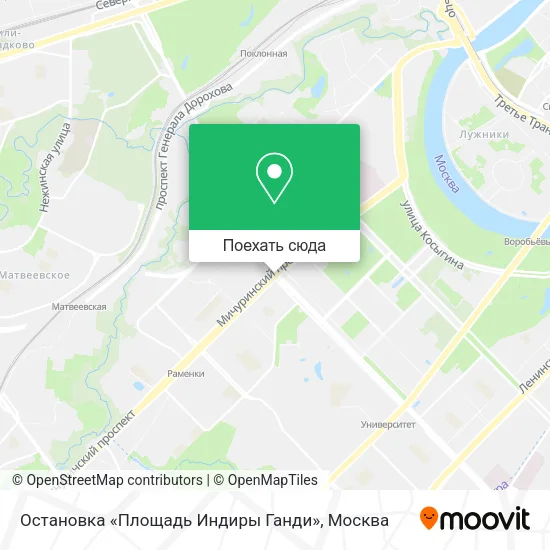 Карта Остановка «Площадь Индиры Ганди»