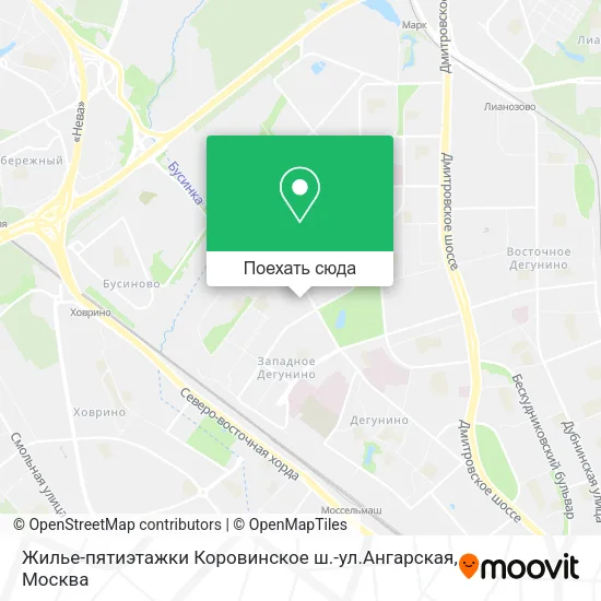 Карта Жилье-пятиэтажки Коровинское ш.-ул.Ангарская