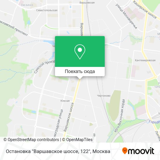 Карта Остановка "Варшавское шоссе, 122"
