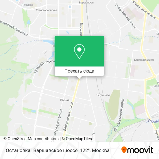 Карта Остановка "Варшавское шоссе, 122"