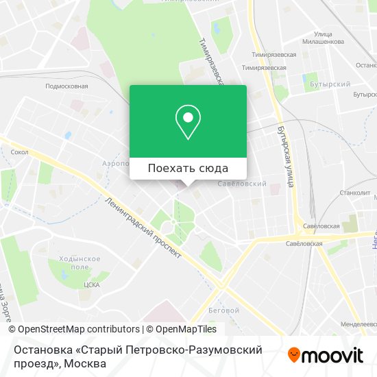 Карта Остановка «Старый Петровско-Разумовский проезд»