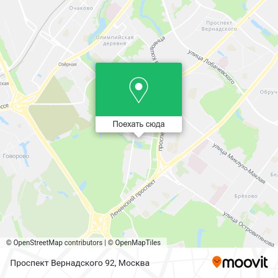 Карта Проспект Вернадского 92