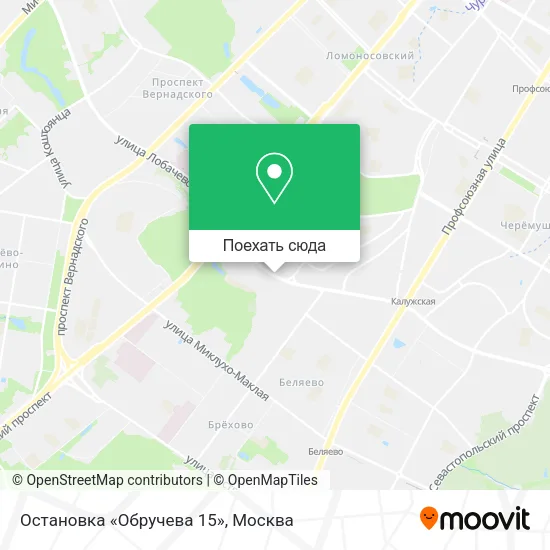 Карта Остановка «Обручева 15»
