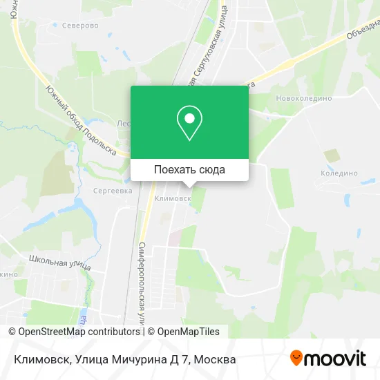 Карта Климовск, Улица Мичурина Д 7