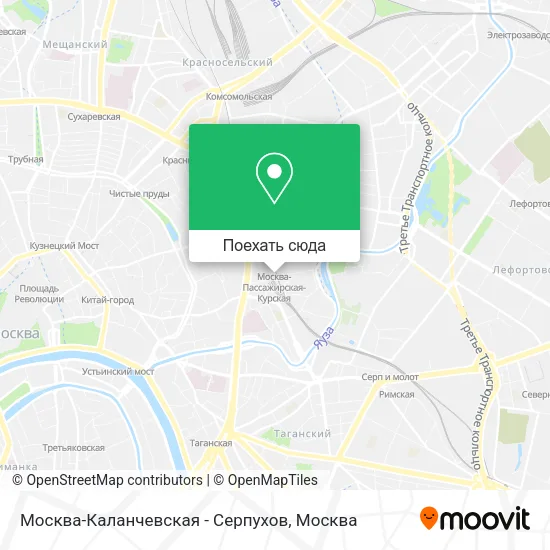 Карта Москва-Каланчевская - Серпухов