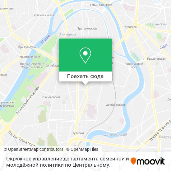 Карта Окружное управление департамента семейной и молодёжной политики по Центральному административному о