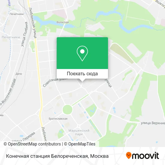 Карта Конечная станция Белореченская