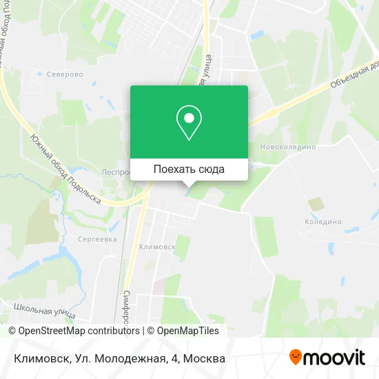 Карта Климовск, Ул. Молодежная, 4