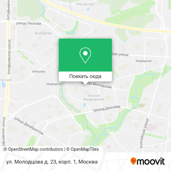 Карта ул. Молодцова д. 23, корп. 1