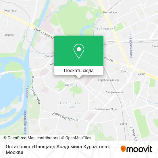 Карта Остановка «Площадь Академика Курчатова»