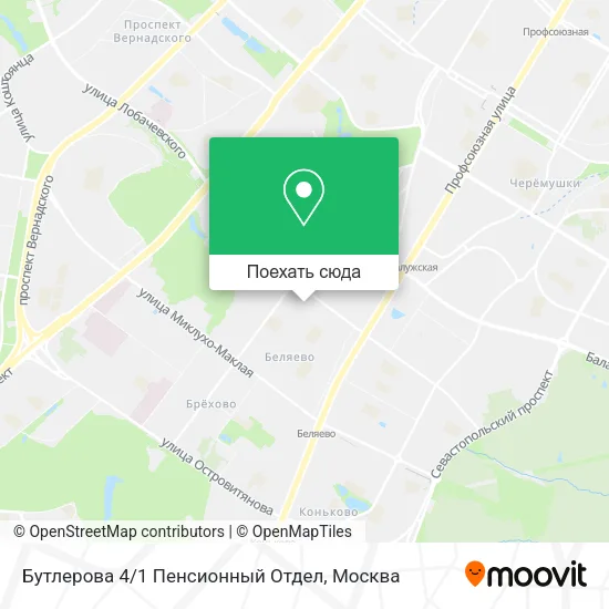 Карта Бутлерова 4/1 Пенсионный Отдел