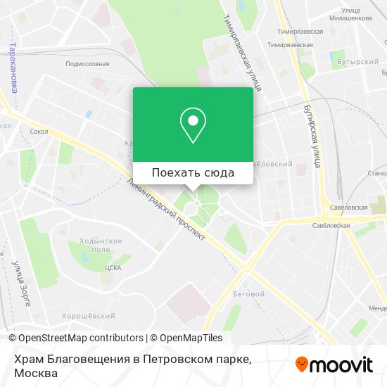 Карта Храм Благовещения в Петровском парке