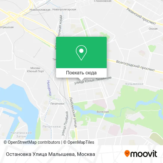 Карта Остановка Улица Малышева