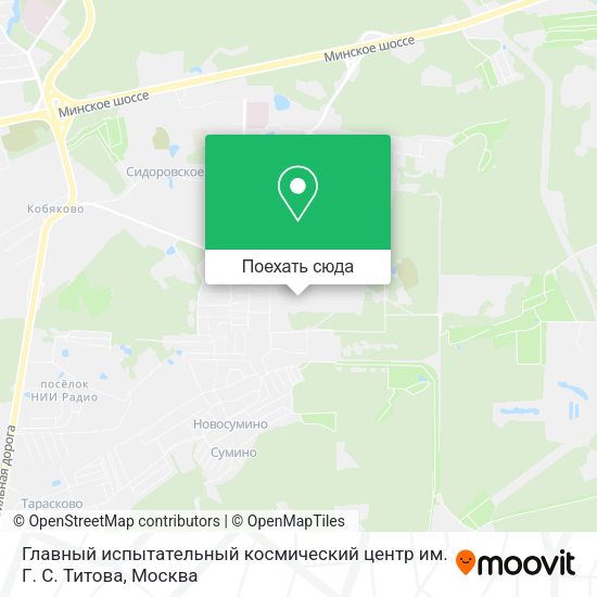 Карта Главный испытательный космический центр им. Г. С. Титова