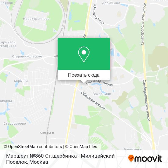 Карта Маршрут №860 Ст.щербинка - Милицейский Поселок