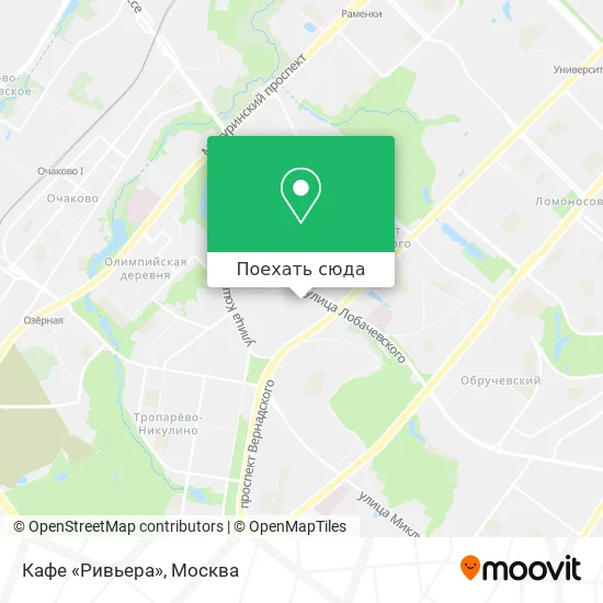 Карта Кафе «Ривьера»