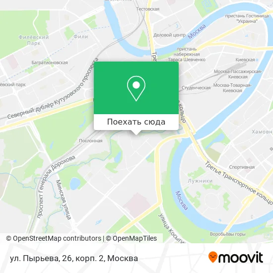 Карта ул. Пырьева, 26, корп. 2