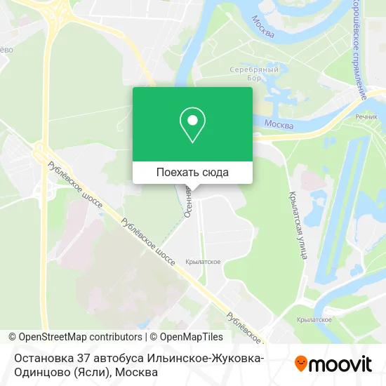 Карта Остановка 37 автобуса Ильинское-Жуковка-Одинцово (Ясли)