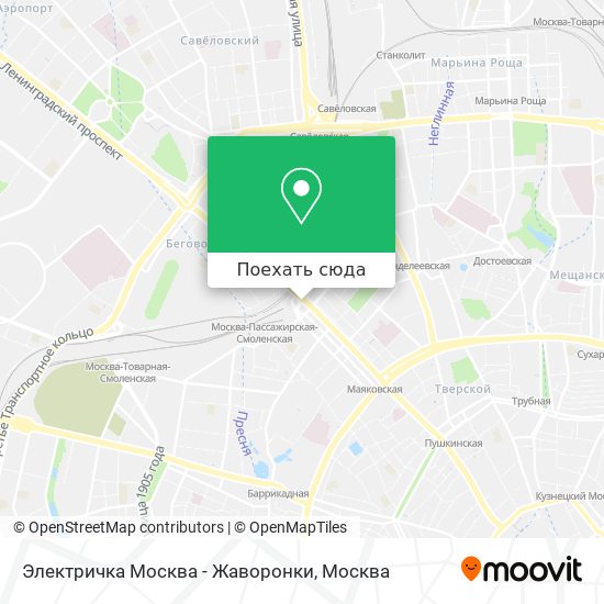 Карта Электричка Москва - Жаворонки