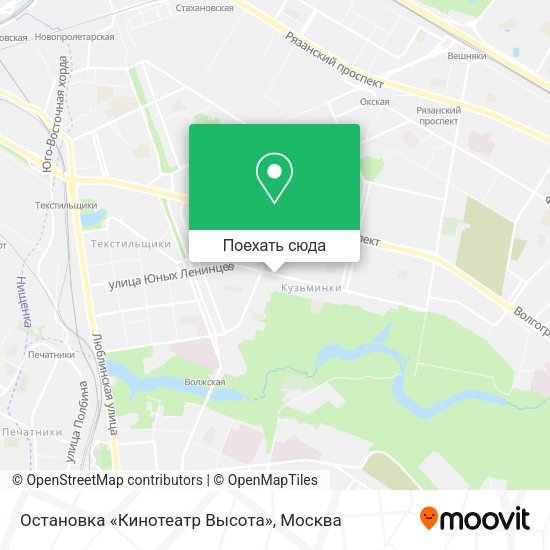 Карта Остановка «Кинотеатр Высота»