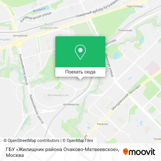 Карта ГБУ «Жилищник района Очаково-Матвеевское»