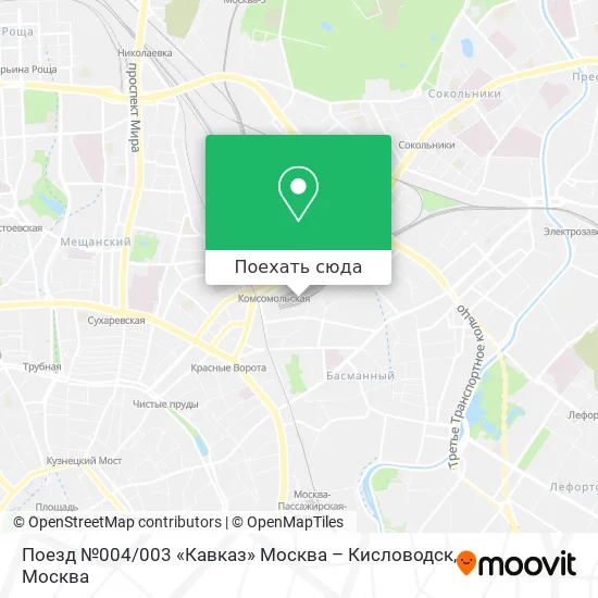 Карта Поезд №004 / 003 «Кавказ» Москва – Кисловодск