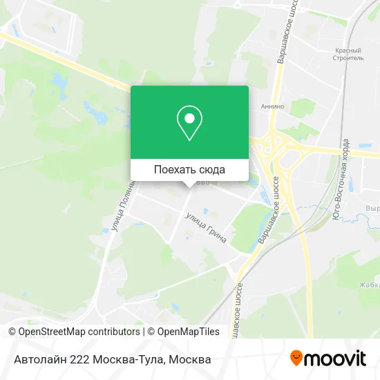 Карта Автолайн 222 Москва-Тула