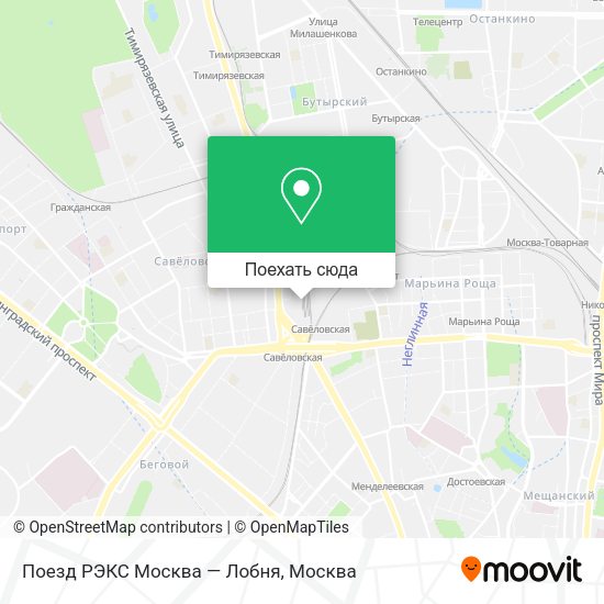 Карта Поезд РЭКС Москва — Лобня