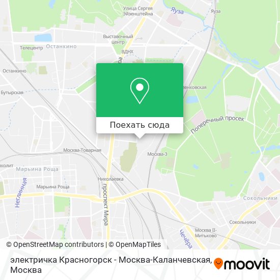 Карта электричка Красногорск - Москва-Каланчевская