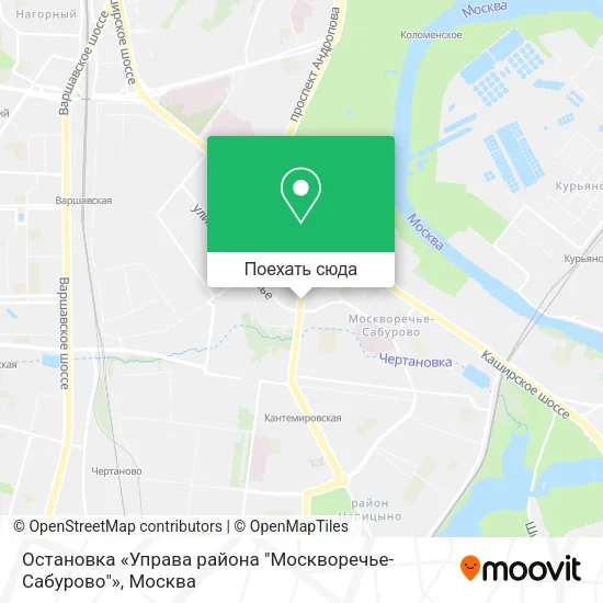 Карта Остановка «Управа района "Москворечье-Сабурово"»