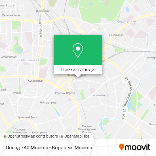 Карта Поезд 740 Москва - Воронеж