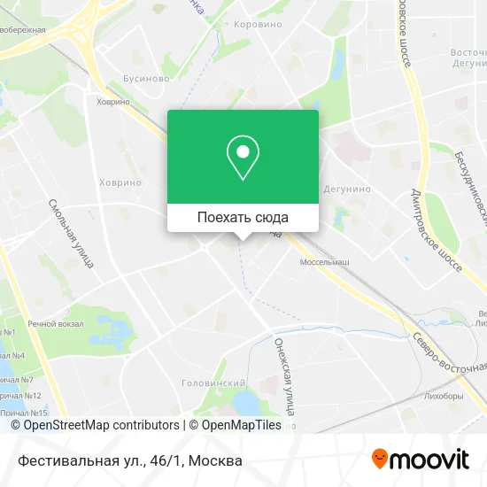 Карта Фестивальная ул., 46/1