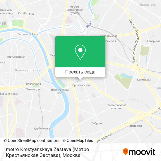 Карта metro Krestyanskaya Zastava (Метро Крестьянская Застава)