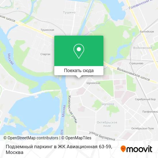 Карта Подземный паркинг в ЖК Авиационная 63-59