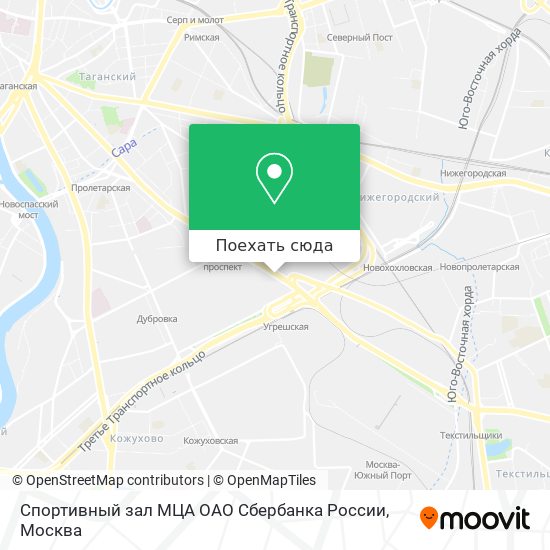Карта Спортивный зал МЦА ОАО Сбербанка России