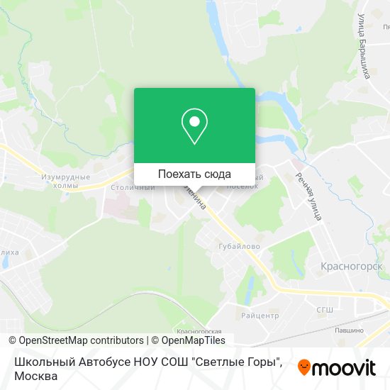 Карта Школьный Автобусе НОУ СОШ "Светлые Горы"