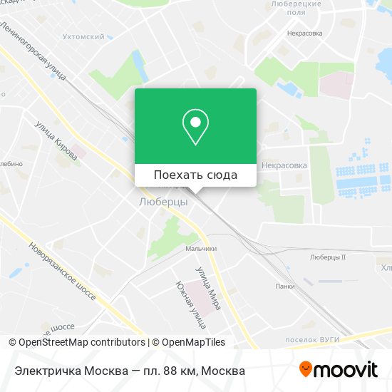 Карта Электричка Москва — пл. 88 км