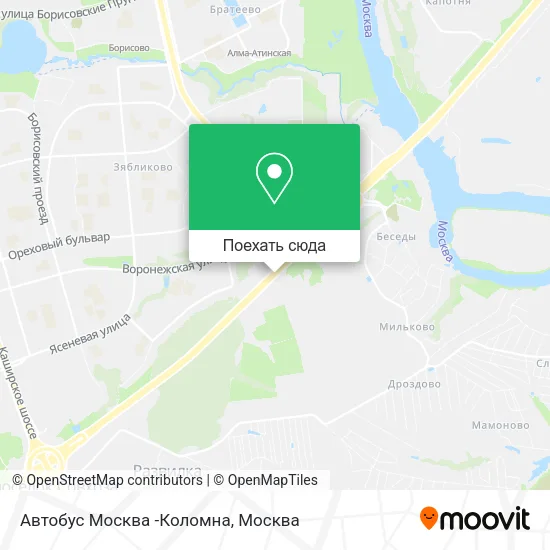 Карта Автобус Москва -Коломна