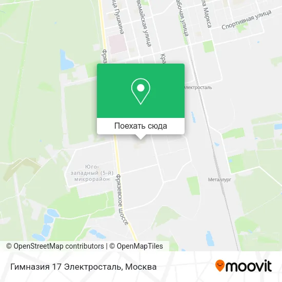 Карта Гимназия 17 Электросталь