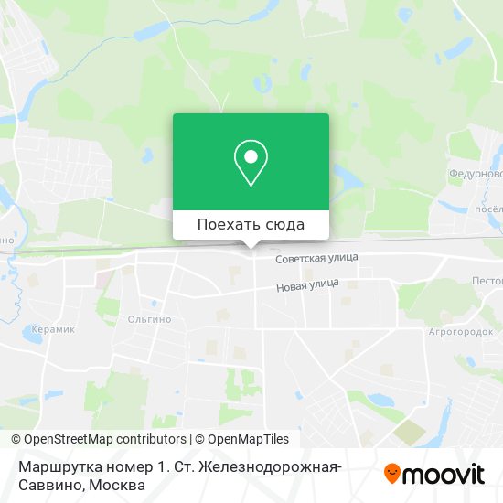 Карта Маршрутка номер 1. Ст. Железнодорожная-Саввино