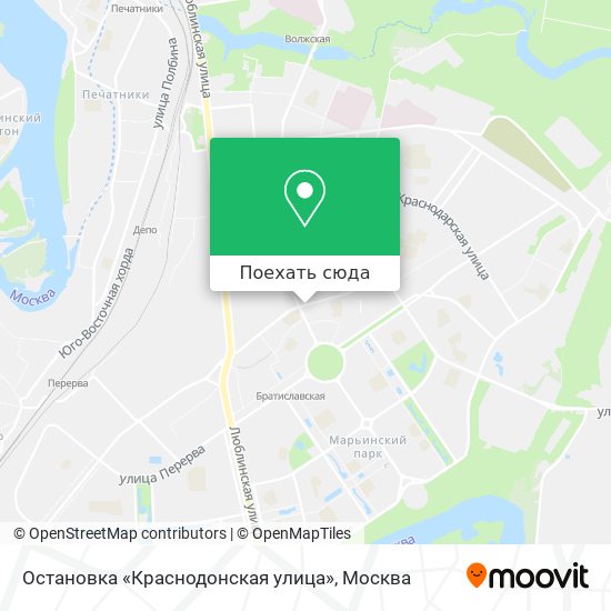 Карта Остановка «Краснодонская улица»