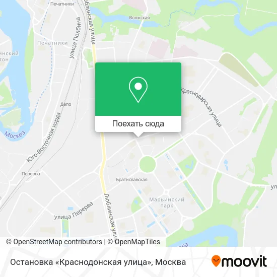 Карта Остановка «Краснодонская улица»
