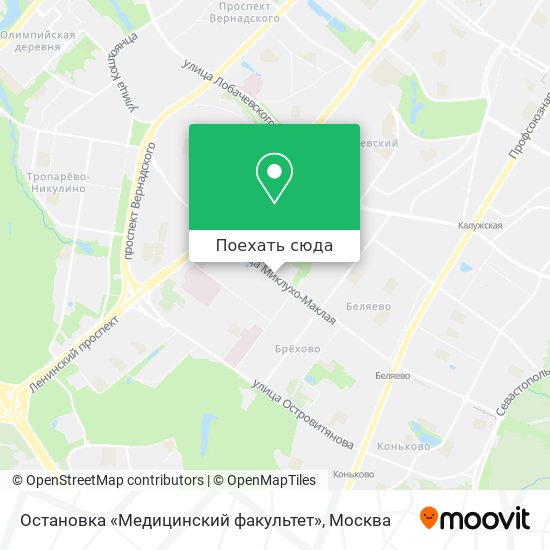 Карта Остановка «Медицинский факультет»