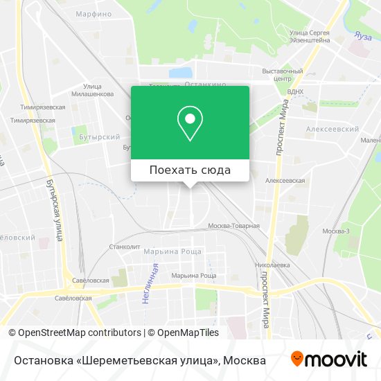 Карта Остановка «Шереметьевская улица»