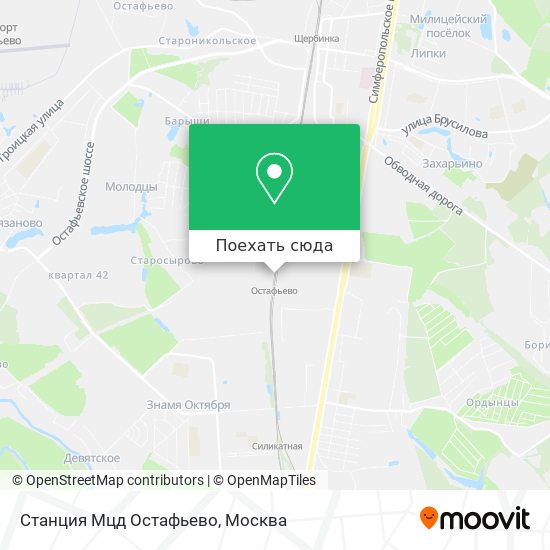 Карта Станция Мцд Остафьево